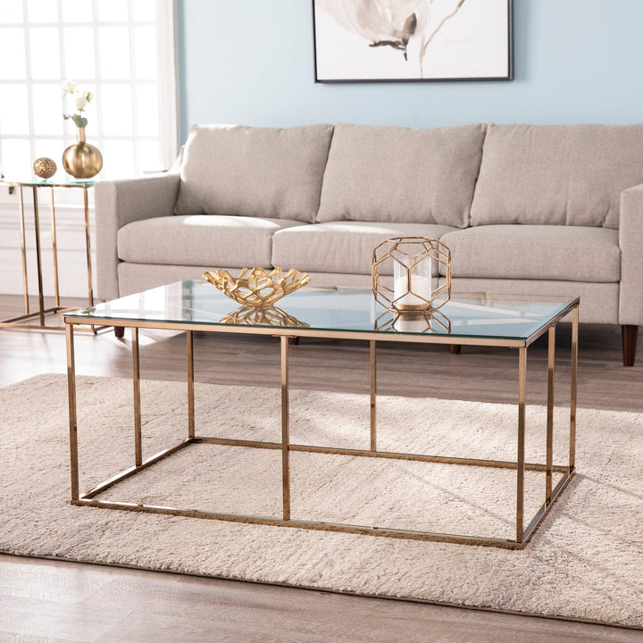 SwayLiving Nicholance Contemporary Glass-Top Cocktail Table COFFEE TABLES