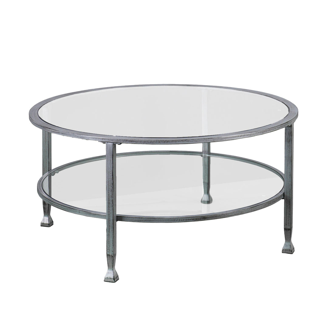 SwayLiving Jaymes Metal/Glass Round Cocktail Table - Silver COFFEE TABLES