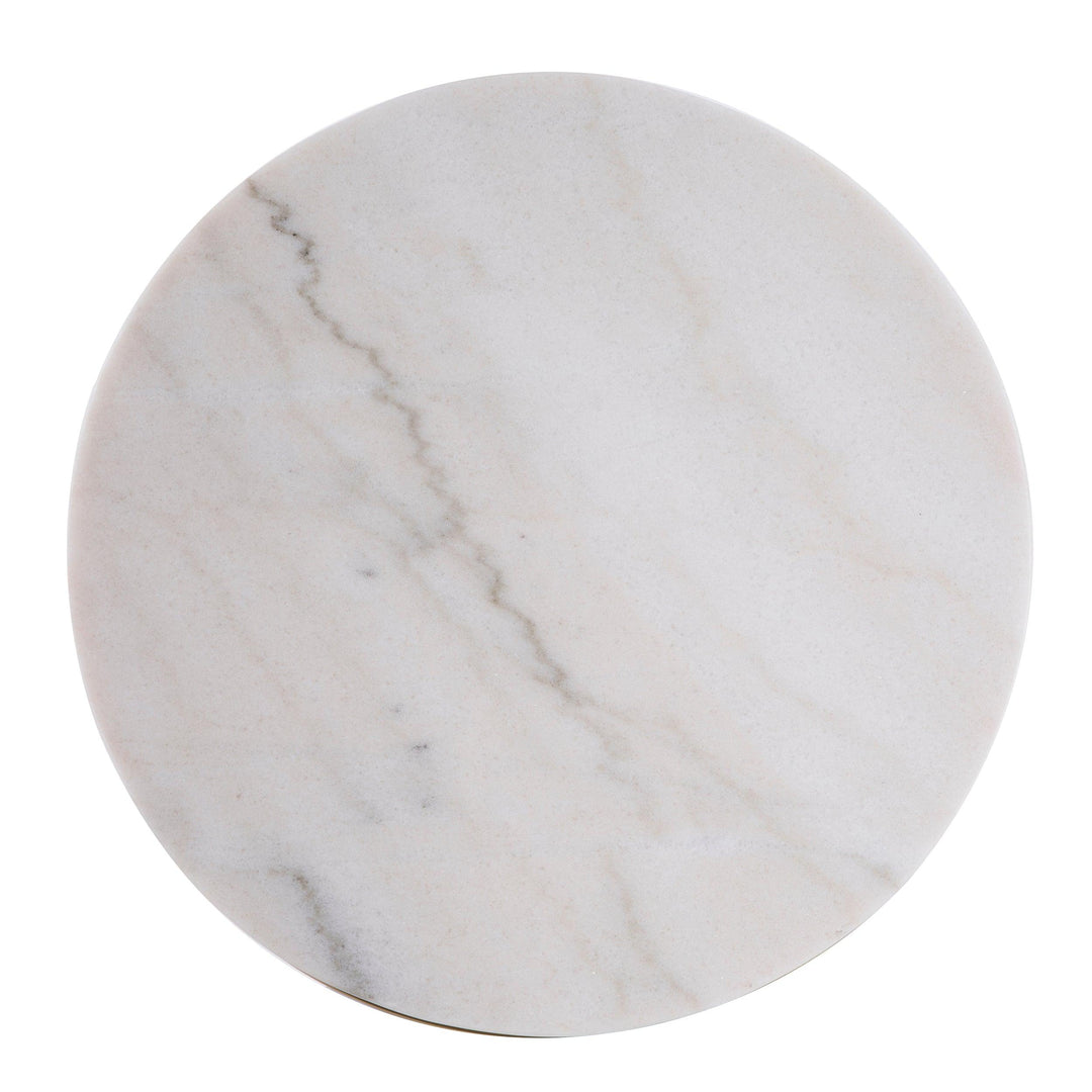 SwayLiving Garza Marble Side Table - Midcentury Modern Style - Champagne w/ Ivory Marble ACCENT TABLES