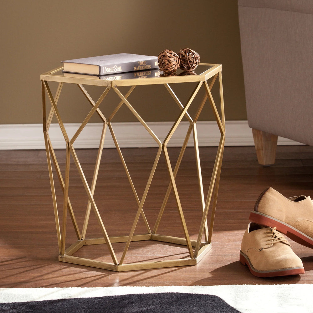SwayLiving Joelle Geometric Accent Table - Gold ACCENT TABLES