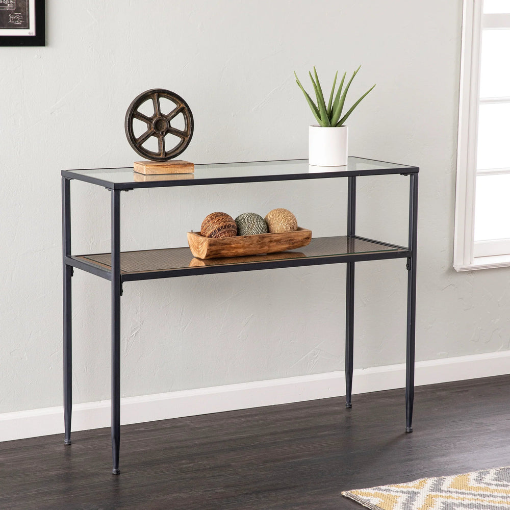 SwayLiving Bladeston Glass-Top Console Table CONSOLE TABLES