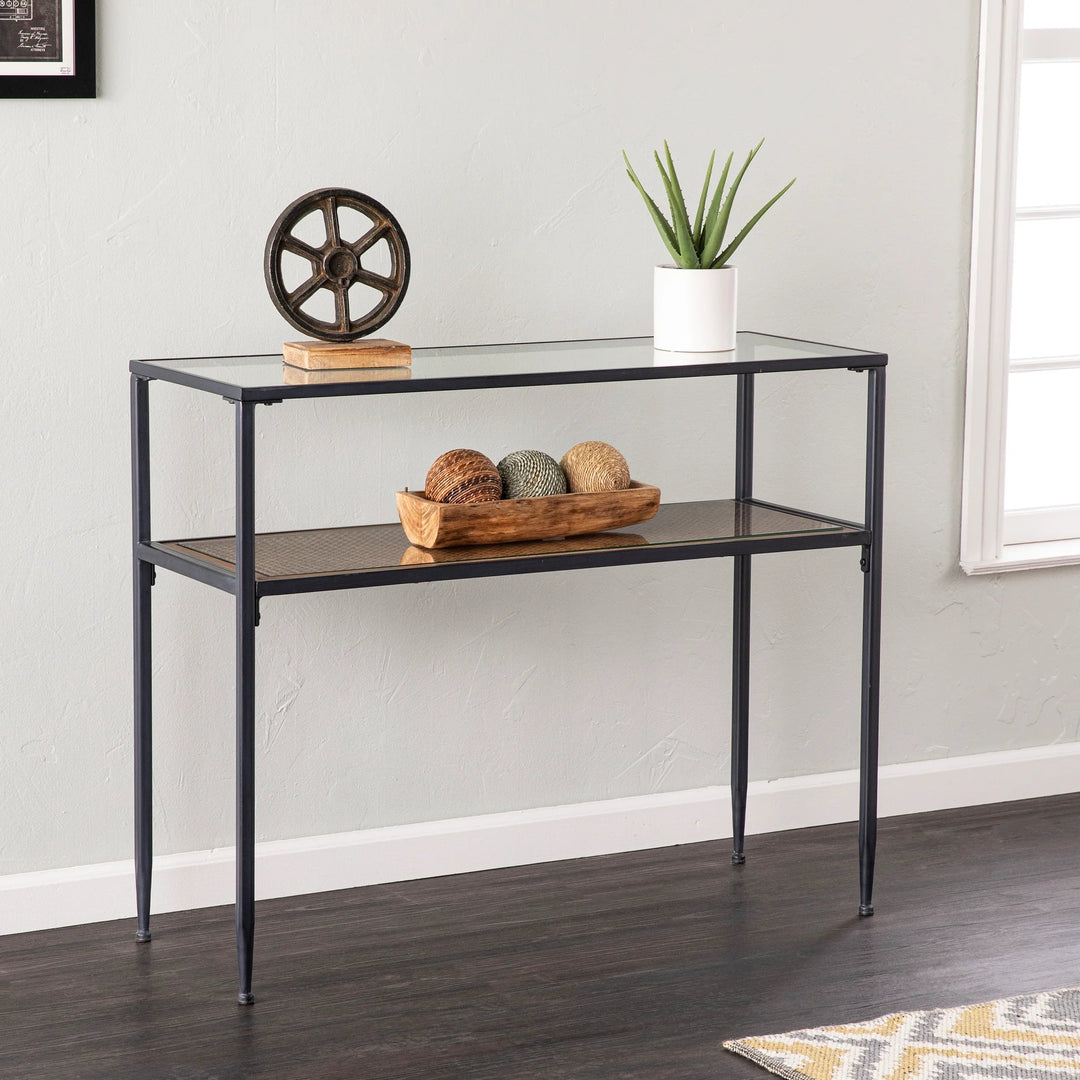 SwayLiving Bladeston Glass-Top Console Table CONSOLE TABLES