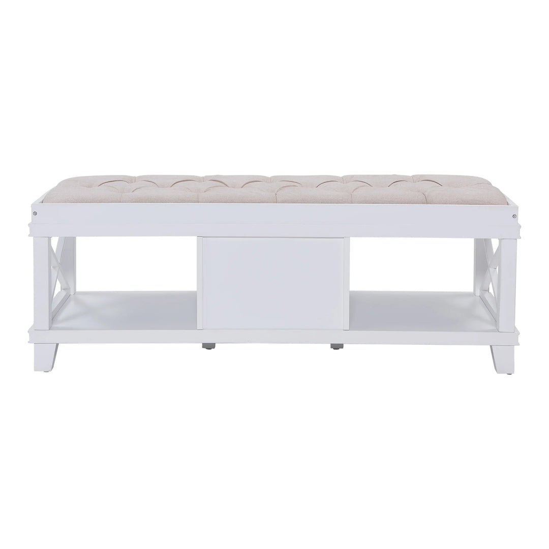 SwayLiving Wyndcliff White Upholstered Storage Bench BENCHES