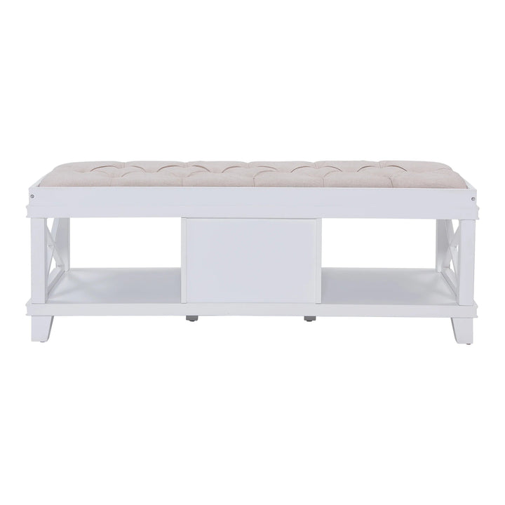 SwayLiving Wyndcliff White Upholstered Storage Bench BENCHES