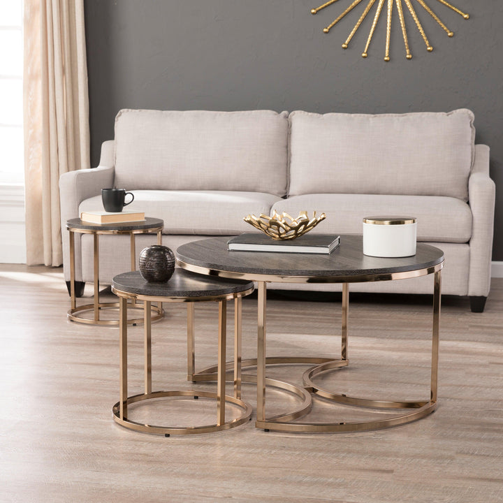 SwayLiving Lachlan Round Nesting Coffee Tables – 3pc Set COFFEE TABLES