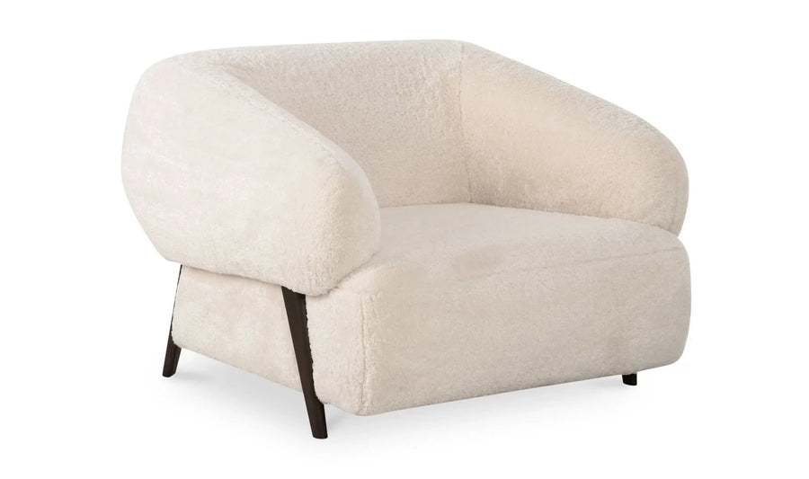 Devlin Lounge Chair Cream Faux Fur - SwayLiving