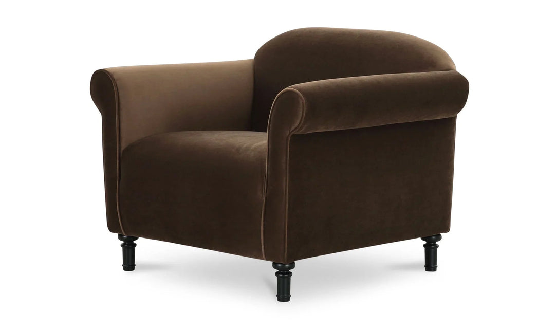 Harmony Accent Chair Dark Brown Faux Mohair - SwayLiving