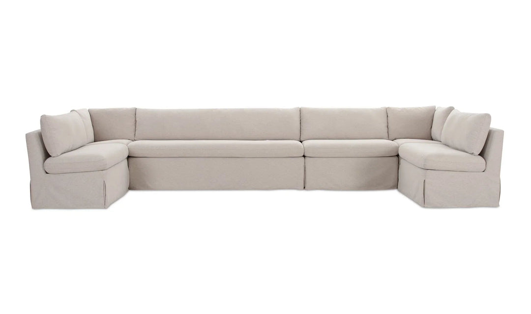 Fable Slipcover Dining Banquette U-Shape Beige 168In - SwayLiving