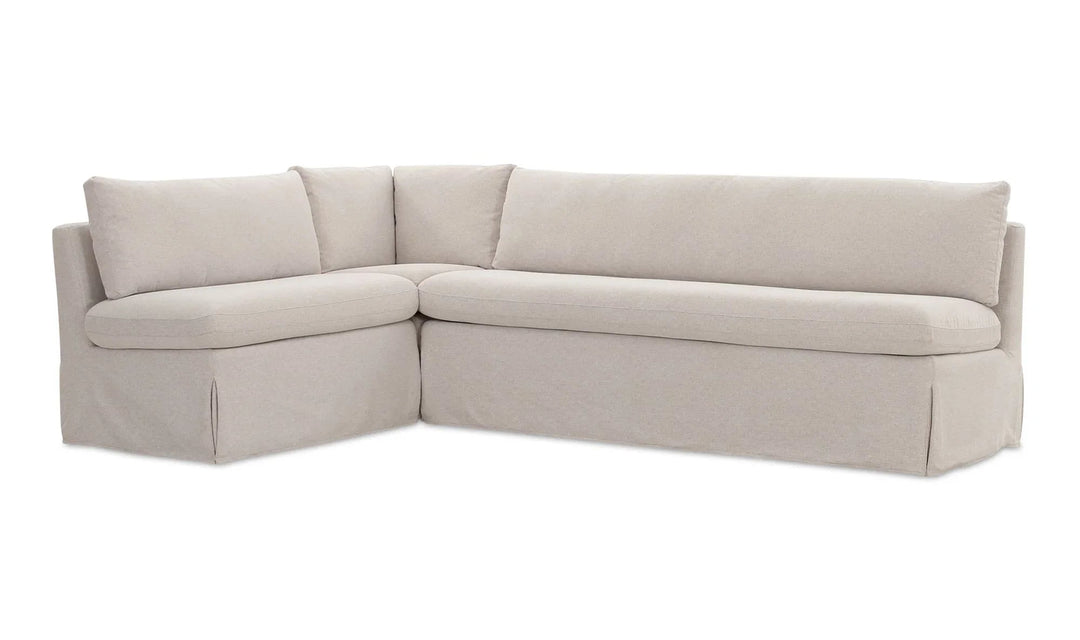 Fable Slipcover Dining Banquette L-Shape Beige  100.5In - SwayLiving