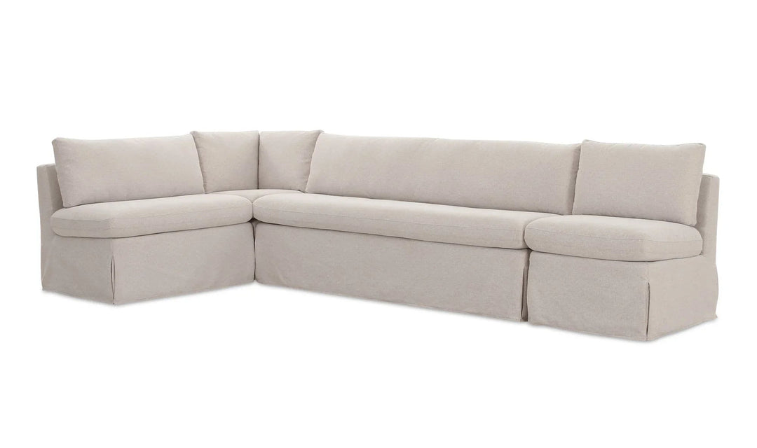 Fable Slipcover Dining Banquette L-Shape Beige 125.5In - SwayLiving