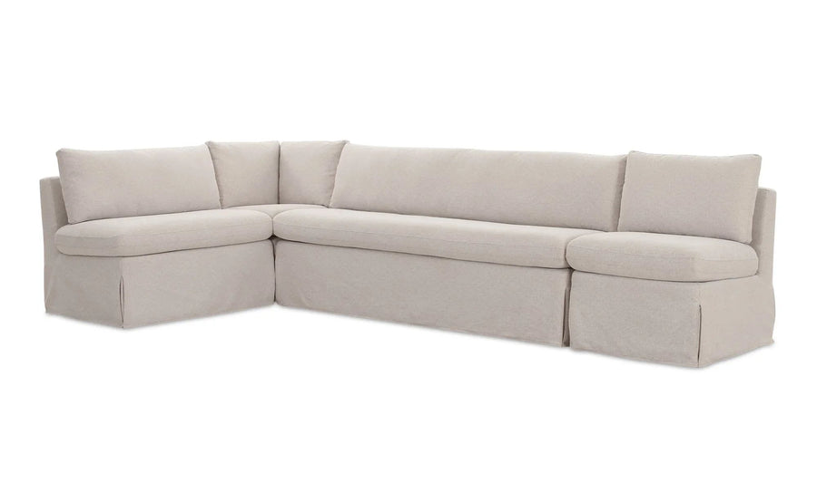 Fable Slipcover Dining Banquette L-Shape Beige 125.5In - SwayLiving