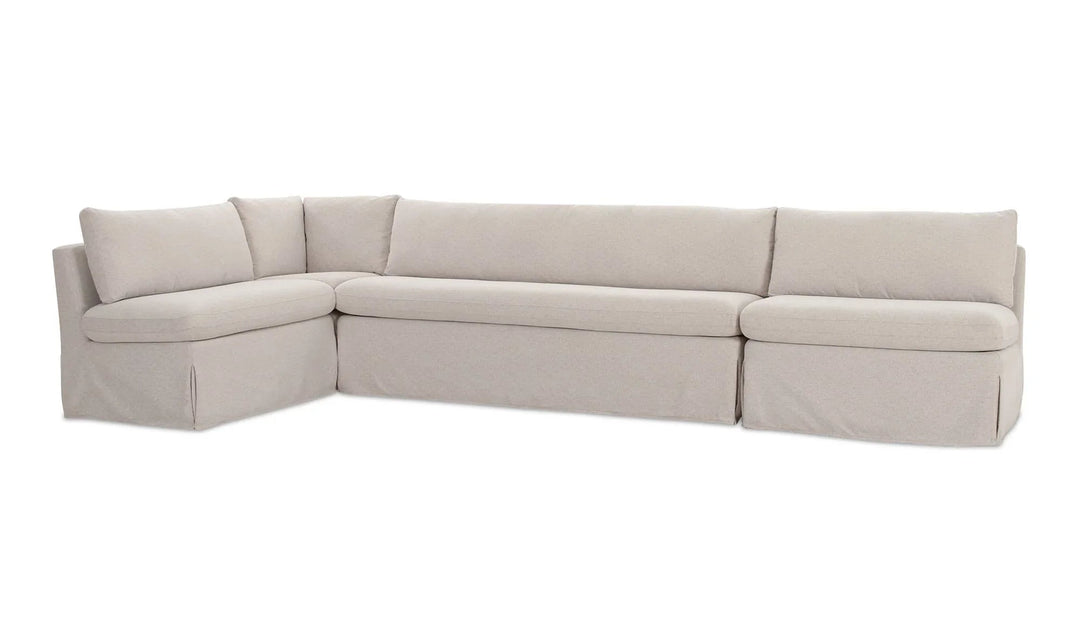 Fable Slipcover Dining Banquette L-Shape Beige 139.5In - SwayLiving