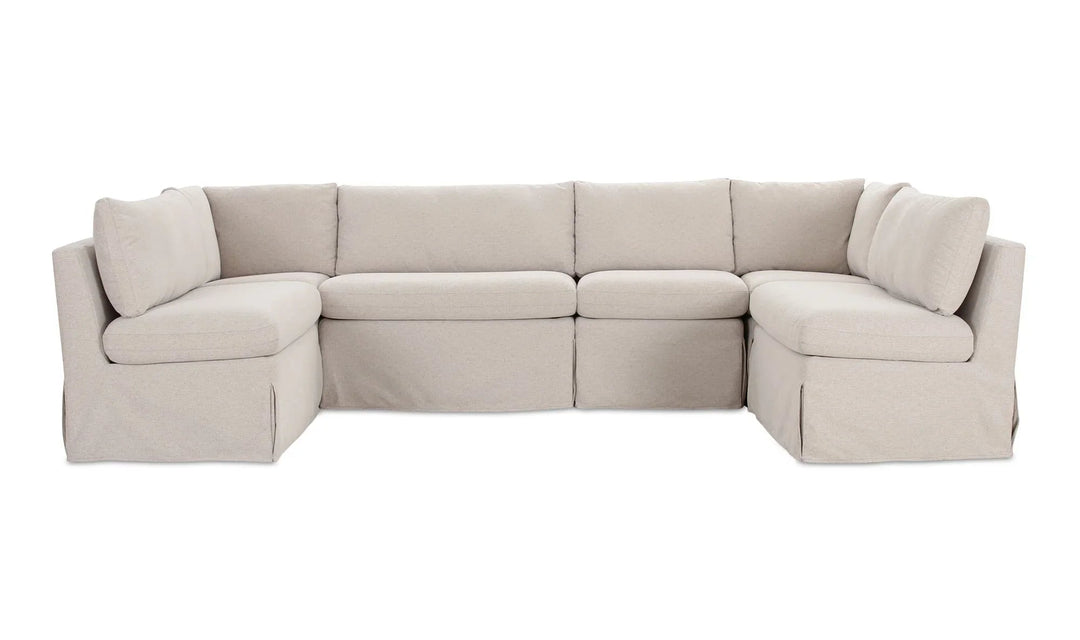 Fable Slipcover Dining Banquette U-Shape Beige 121In - SwayLiving