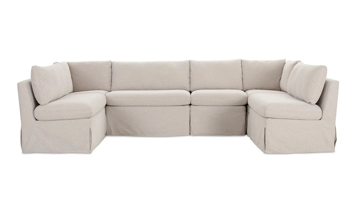 SwayLiving - Fable Slipcover Dining Banquette U-Shape Beige 121In - OA-1071-34 | SwayLiving