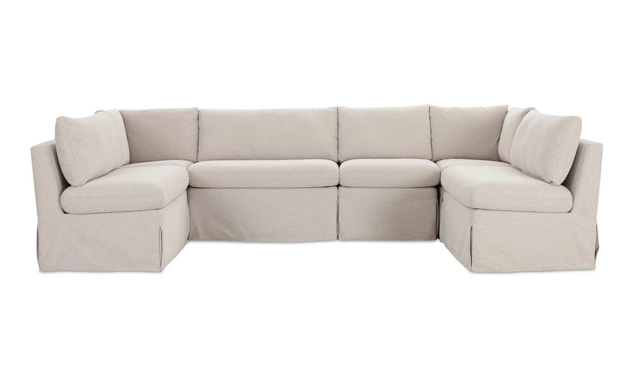 Fable Slipcover Dining Banquette U-Shape Beige 121In - SwayLiving