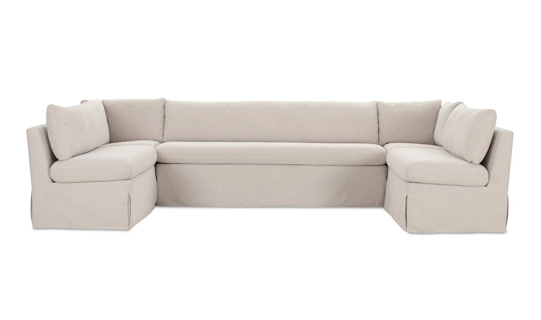 Fable Slipcover Dining Banquette U-Shape Beige 129In - SwayLiving