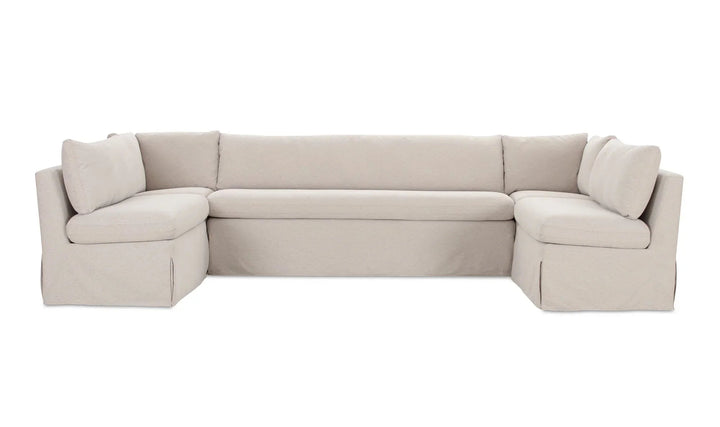 SwayLiving - Fable Slipcover Dining Banquette U-Shape Beige 129In - OA-1072-34 | SwayLiving