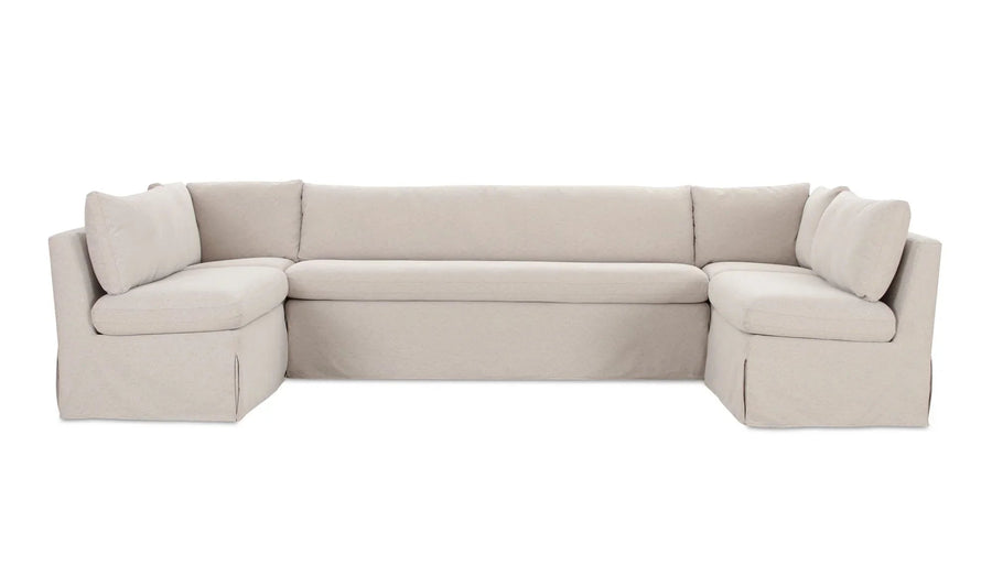 Fable Slipcover Dining Banquette U-Shape Beige 129In - SwayLiving