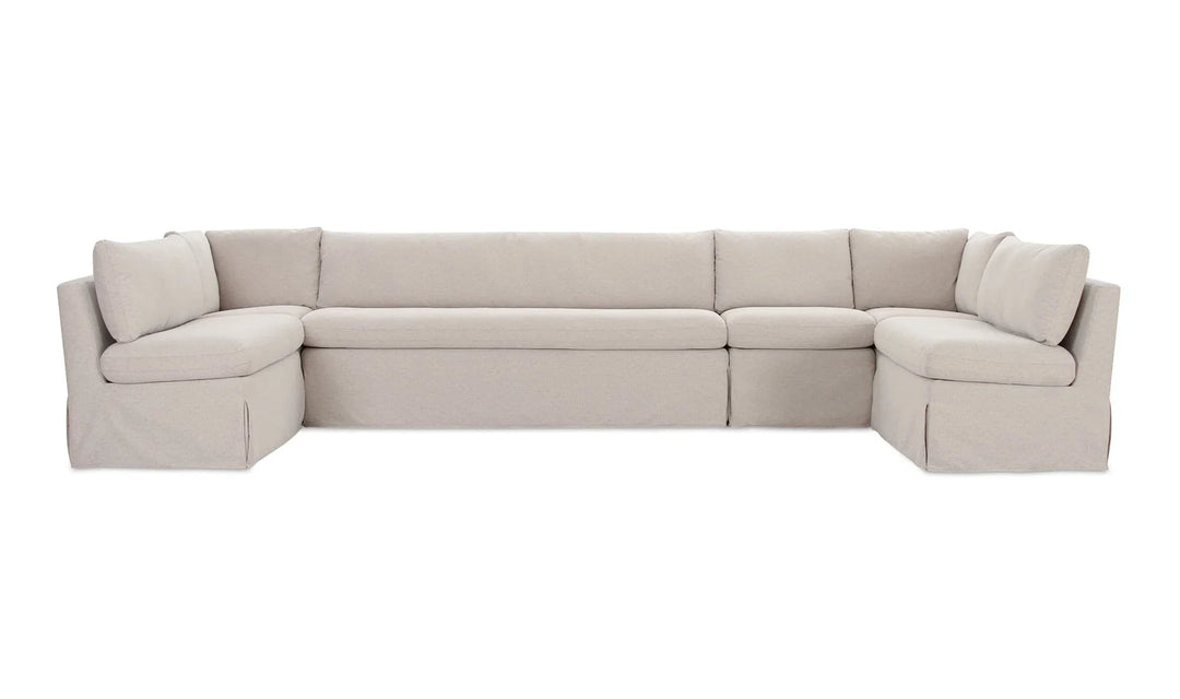 Fable Slipcover Dining Banquette U-Shape Beige 154In - SwayLiving