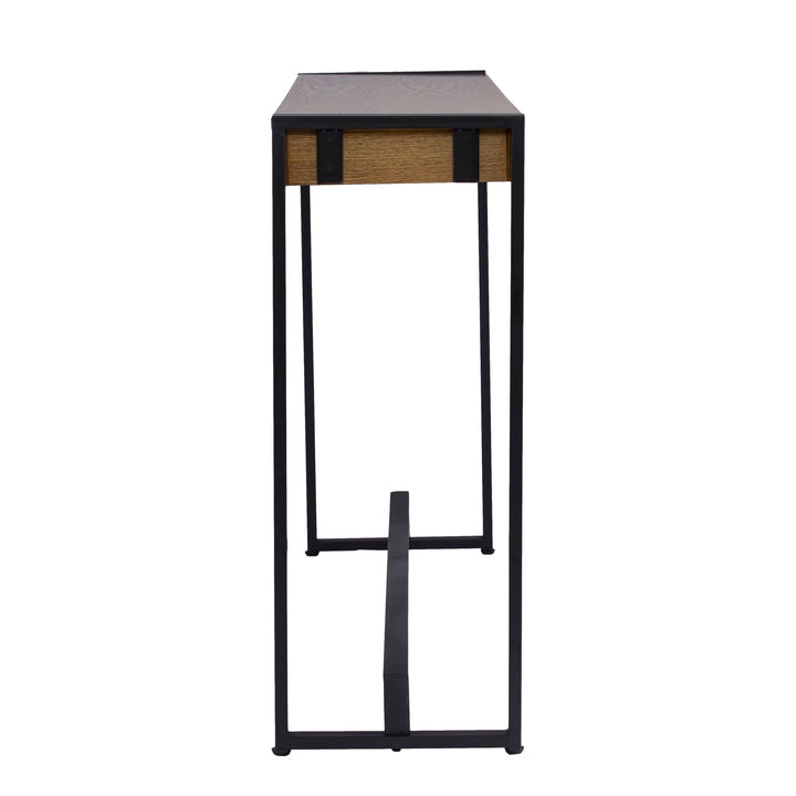 SwayLiving Holly & Martin Macen Console - Weathered Gray Oak w/ Black CONSOLE TABLES