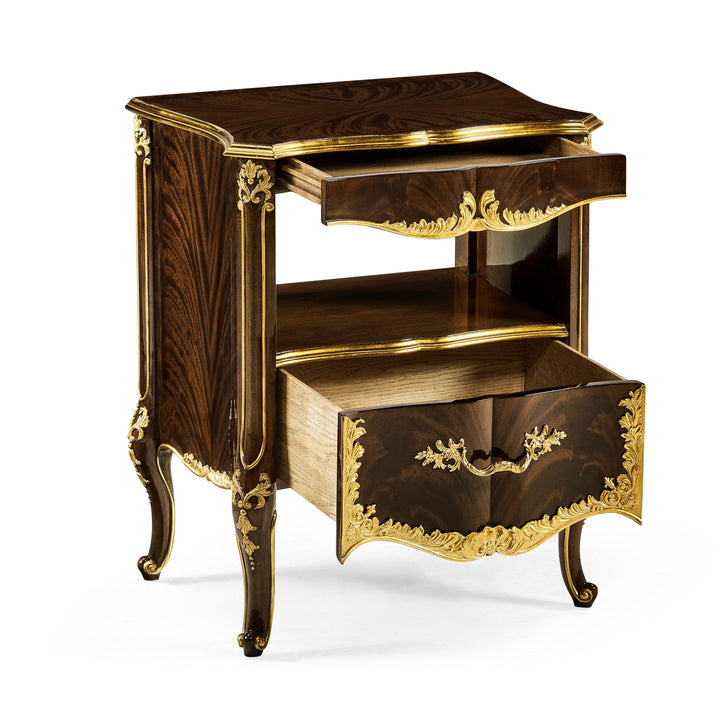 SwayLiving Mahogany & Gilded Nightstand NIGHTSTANDS