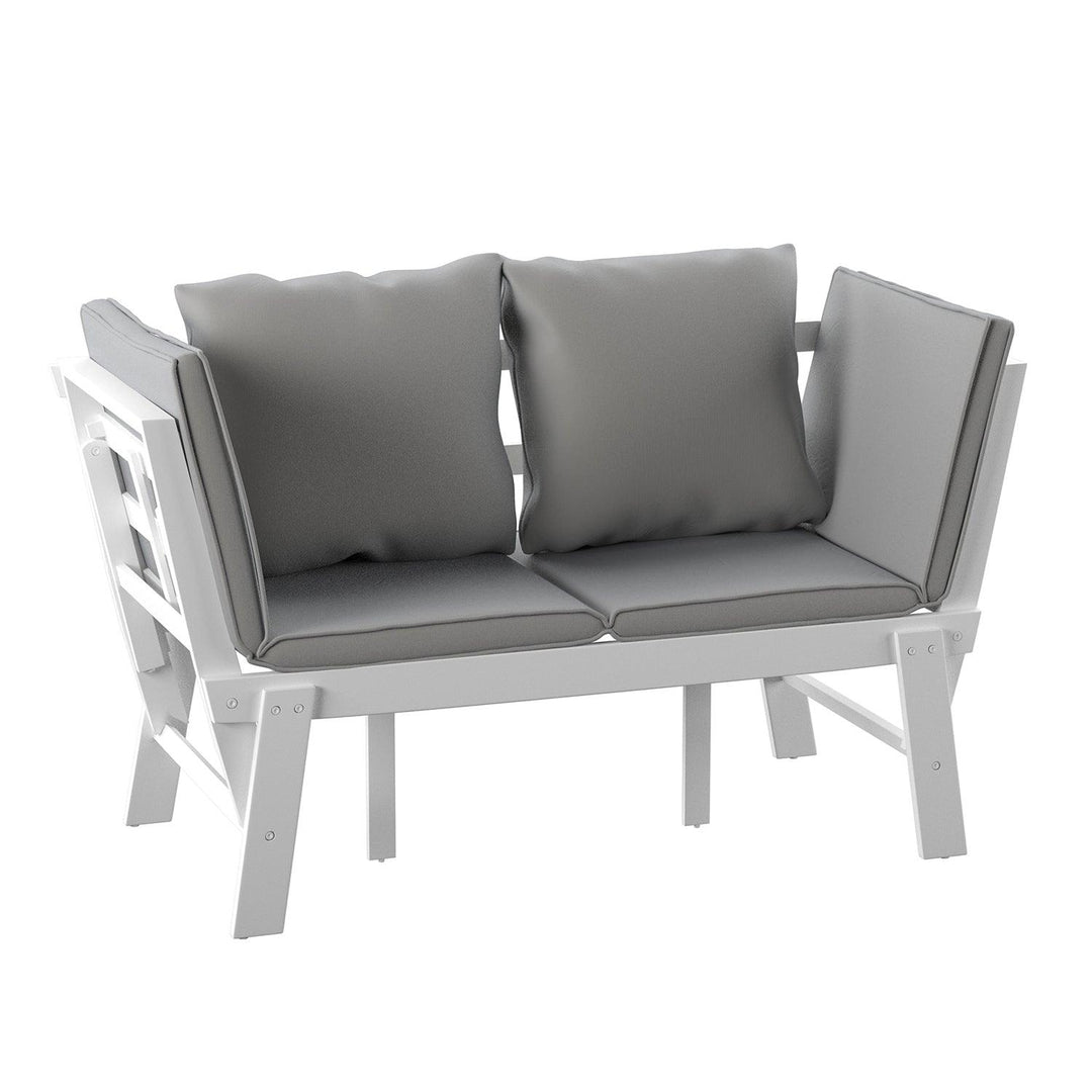SwayLiving Holly & Martin Dolavon Outdoor Convertible Lounge Chair – White w/ Gray Cushions OUTDOOR CHAISE LOUNGES