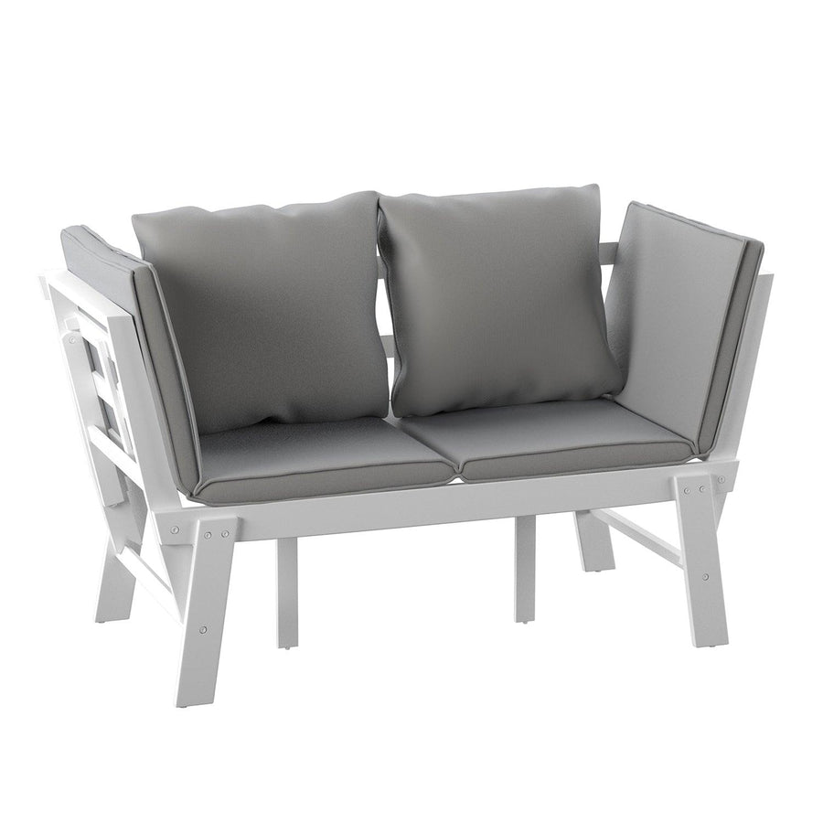 SwayLiving Holly & Martin Dolavon Outdoor Convertible Lounge Chair – White w/ Gray Cushions OUTDOOR CHAISE LOUNGES