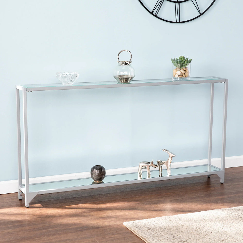 SwayLiving Bergen Narrow Metal Console Table - Silver CONSOLE TABLES