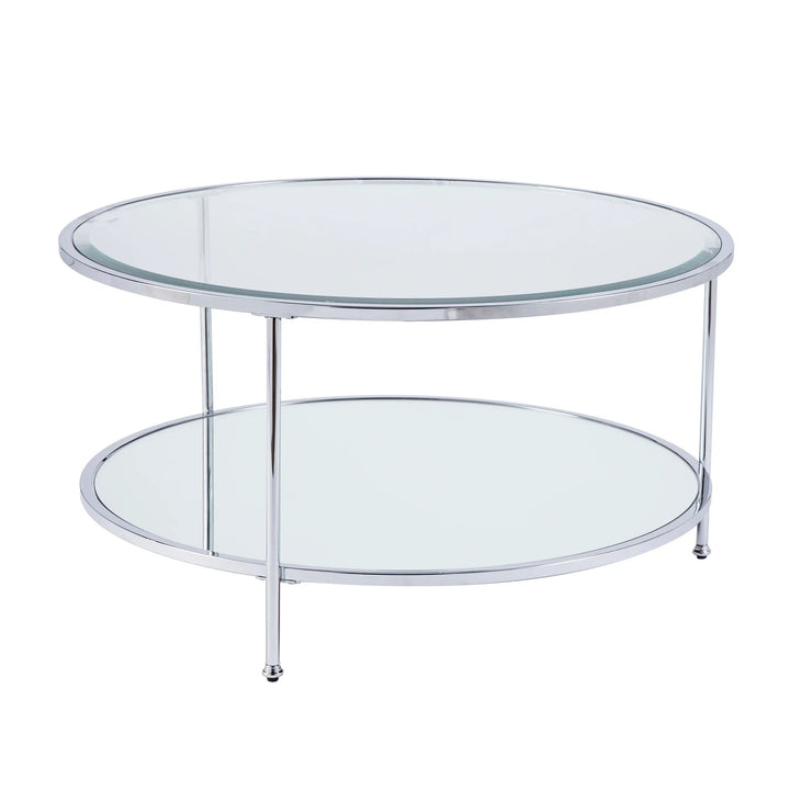 SwayLiving Risa Round Coffee Table w/ Storage - Chrome COFFEE TABLES