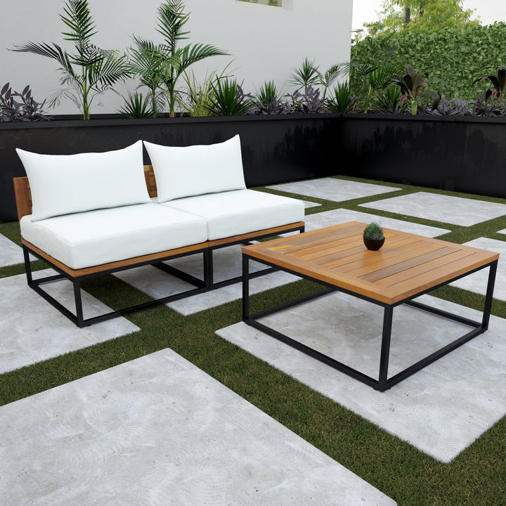 SwayLiving Taradale Outdoor Coffee Table and Modular Loveseat Set – 2pc OUTDOOR SOFAS + SECTIONALS