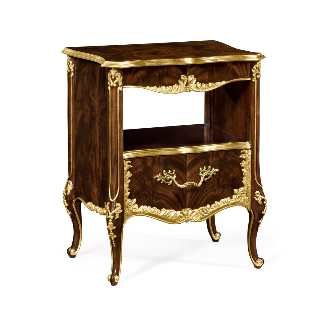 SwayLiving Mahogany & Gilded Nightstand NIGHTSTANDS