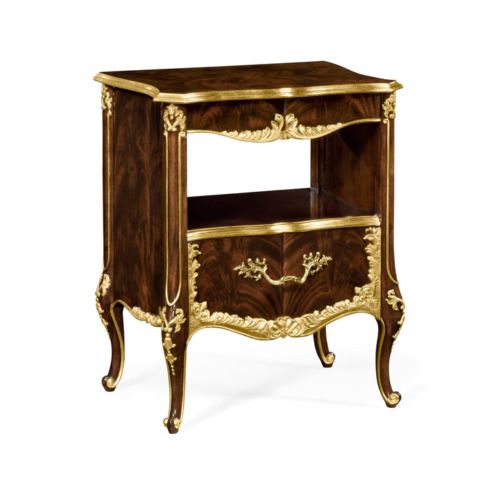 SwayLiving Mahogany & Gilded Nightstand NIGHTSTANDS