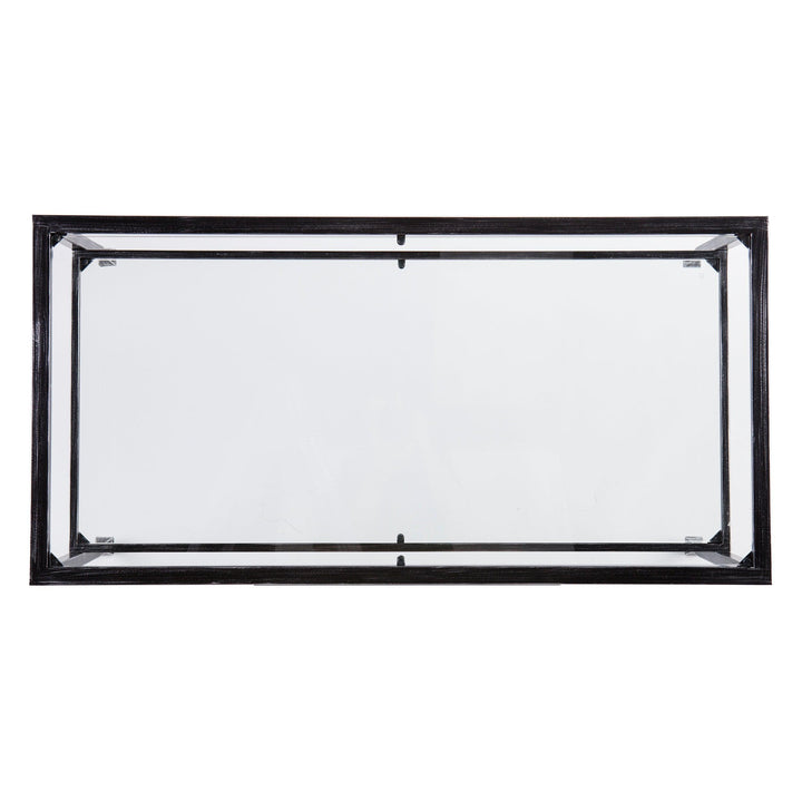 SwayLiving Jaymes Metal/Glass Rectangular Open Shelf Cocktail Table - Black COFFEE TABLES