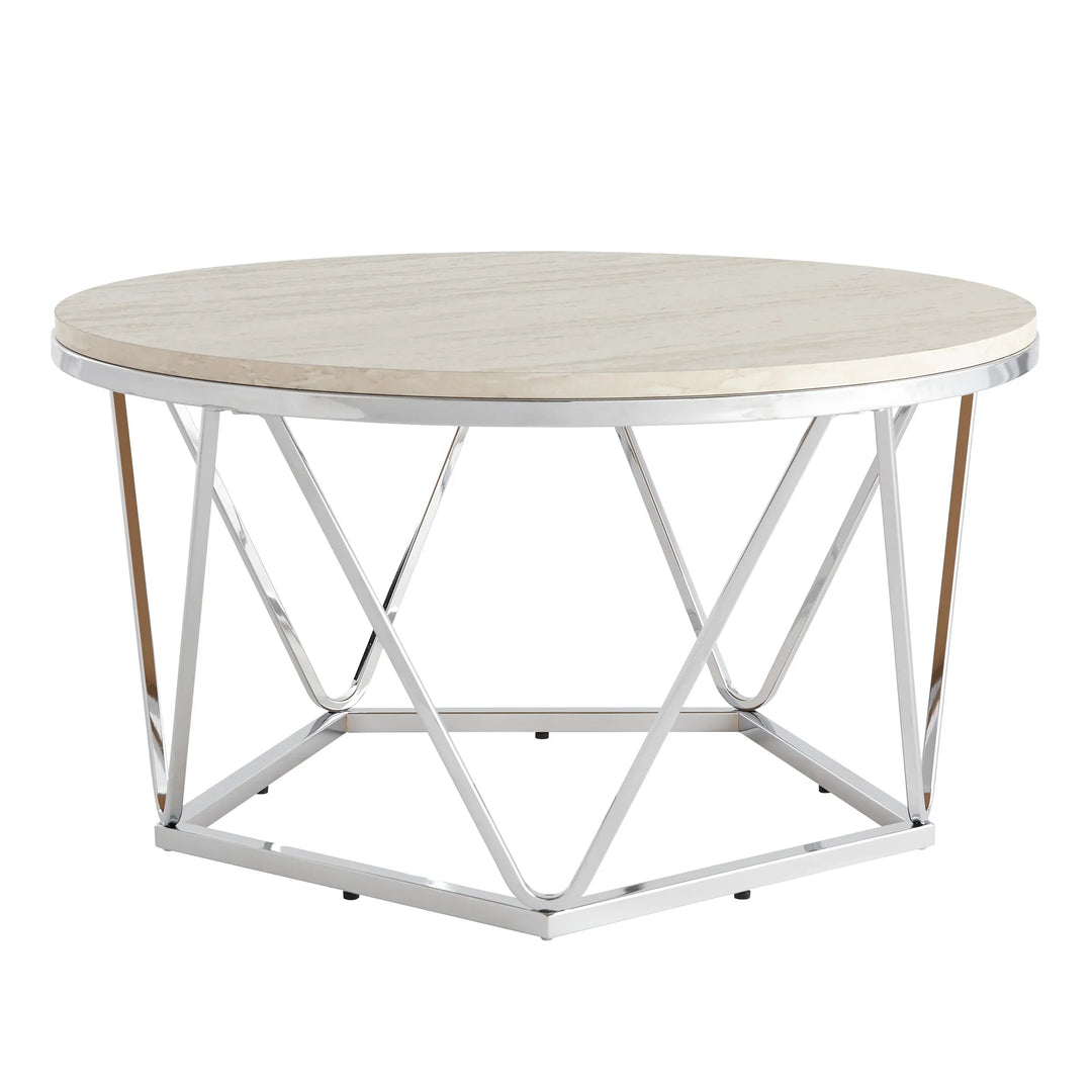SwayLiving Luna Faux Stone Round Coffee Table COFFEE TABLES