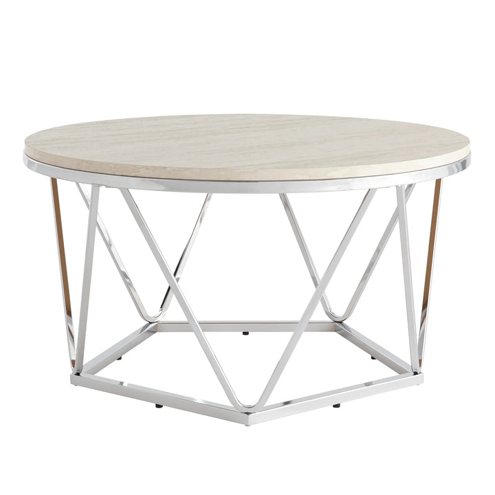 SwayLiving Luna Faux Stone Round Coffee Table COFFEE TABLES