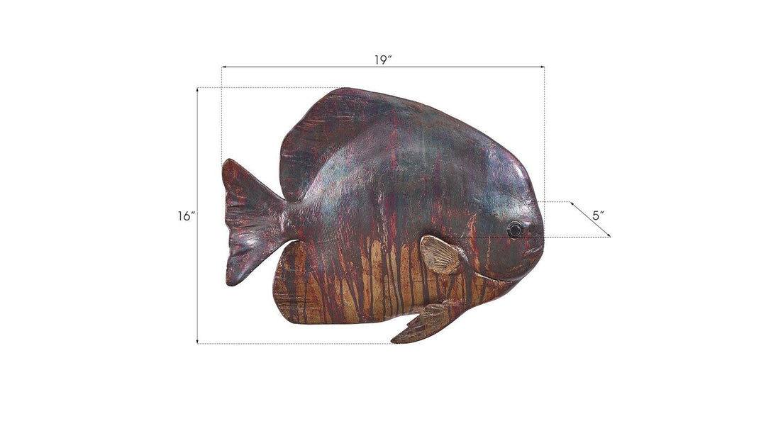 SwayLiving Australian Bat Fish Wall Sculpture, Resin, Copper Patina Finish WALL ACCENTS