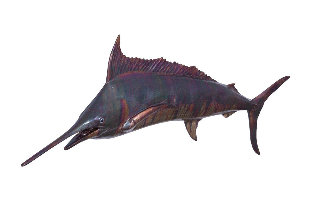 SwayLiving Blue Marlin Fish Wall Sculpture, Resin, Copper Patina Finish WALL ACCENTS