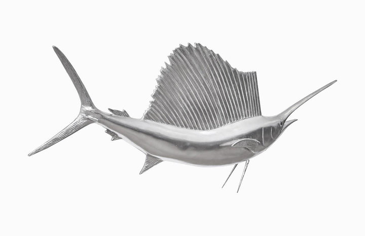 SwayLiving Sail Fish Wall Sculpture, Resin, Silver Leaf WALL ACCENTS