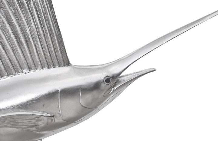 SwayLiving Sail Fish Wall Sculpture, Resin, Silver Leaf WALL ACCENTS