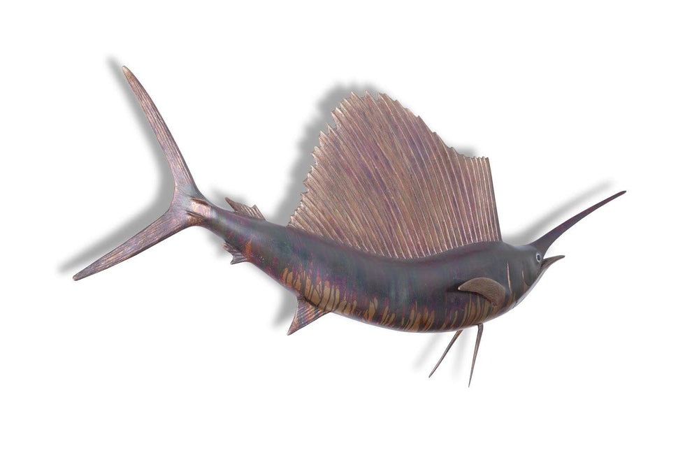 SwayLiving Sail Fish Wall Sculpture, Resin, Copper Patina Finish WALL ACCENTS