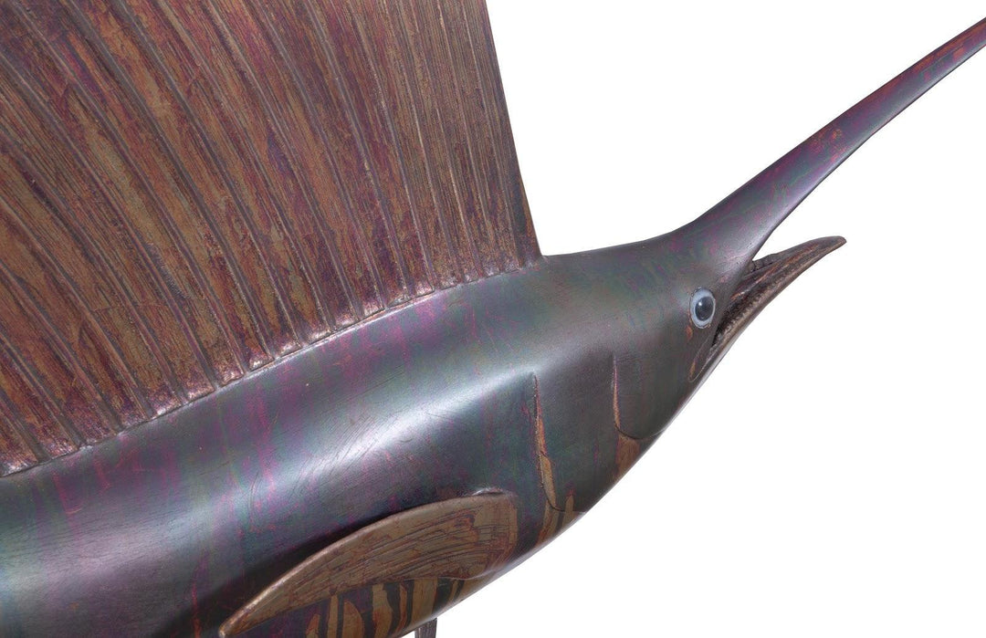 SwayLiving Sail Fish Wall Sculpture, Resin, Copper Patina Finish WALL ACCENTS