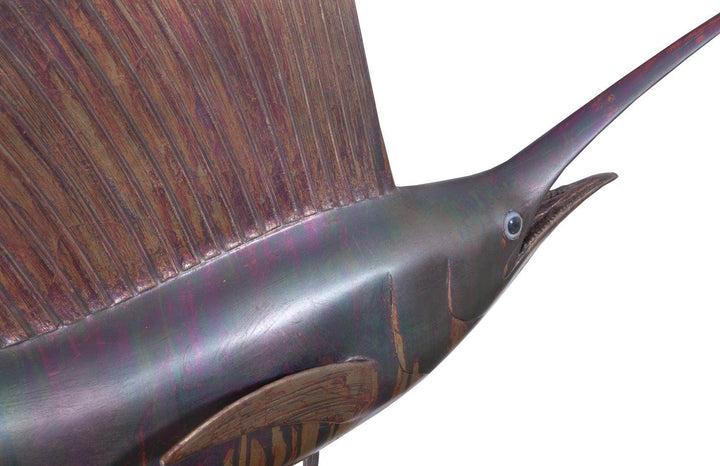 SwayLiving Sail Fish Wall Sculpture, Resin, Copper Patina Finish WALL ACCENTS