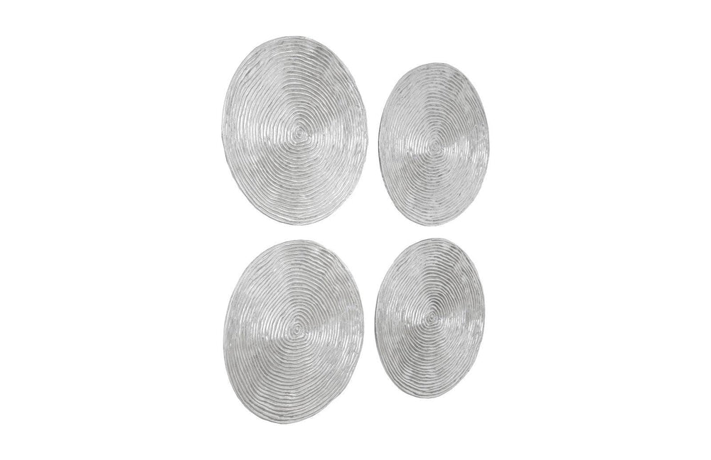 SwayLiving Ripple Wall Disk, Set of 4, Resin, LG, Silver Leaf with Antiquing WALL ACCENTS