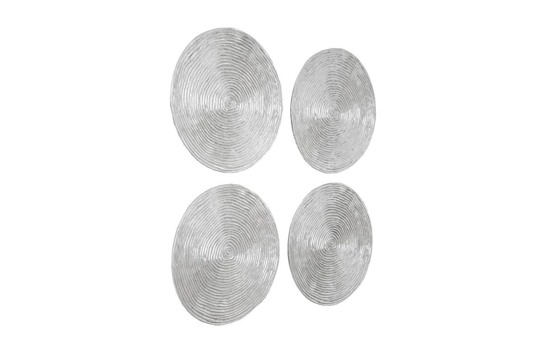 SwayLiving Ripple Wall Disk, Set of 4, Resin, LG, Silver Leaf with Antiquing WALL ACCENTS