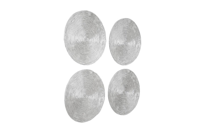 SwayLiving Ripple Wall Disk, Set of 4, Resin, LG, Silver Leaf with Antiquing WALL ACCENTS