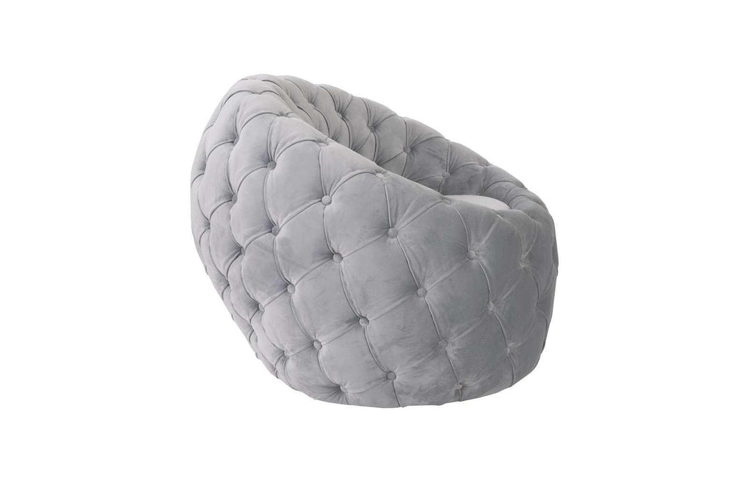 SwayLiving Egg Chair, Cool Gray Velvet Fabric ACCENT + LOUNGE CHAIRS