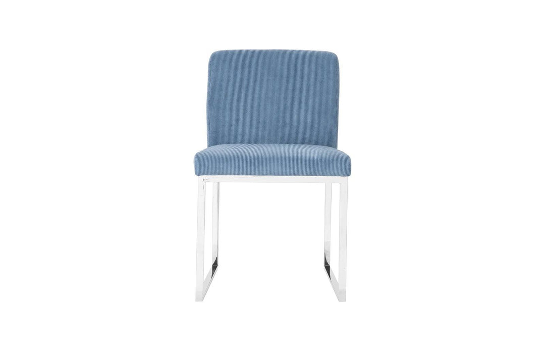 SwayLiving Frozen Dining Chair, Corduroy Blue - Set of 2 DINING CHAIRS