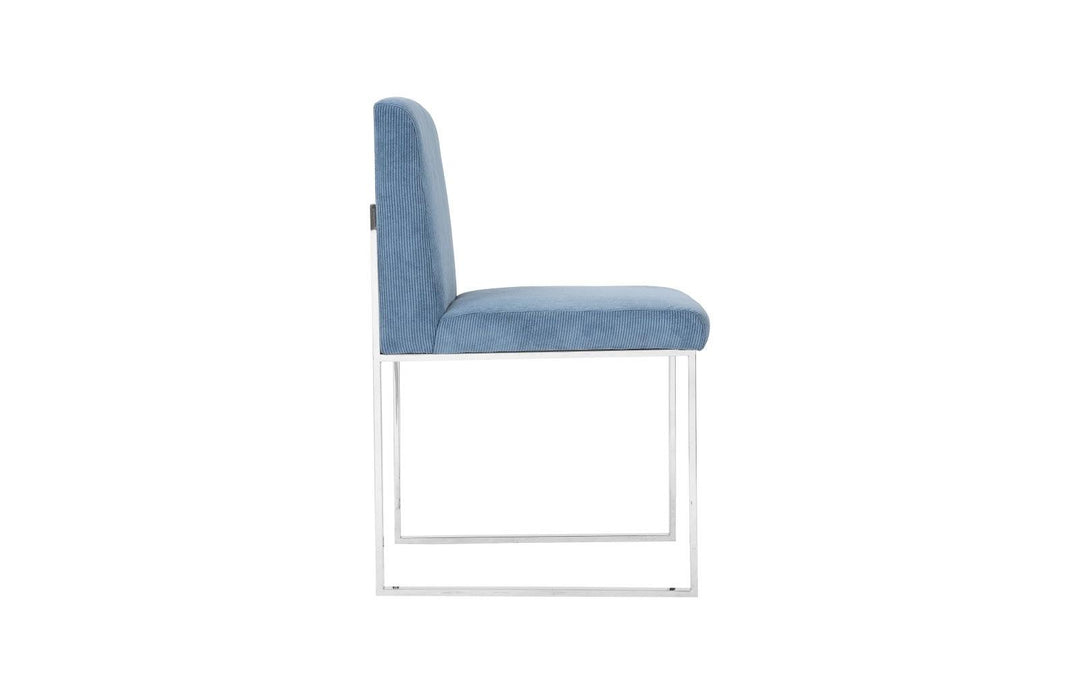 SwayLiving Frozen Dining Chair, Corduroy Blue - Set of 2 DINING CHAIRS