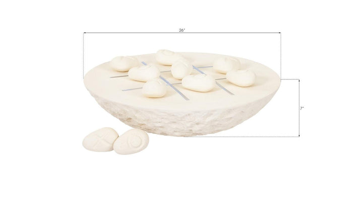 SwayLiving Tic-Tac-Toe Stone, Large, Off-White BOARD GAMES