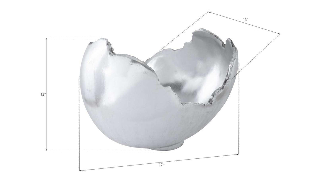 SwayLiving Burled Bowl, Resin, Silver Leaf Finish DECORATIVE TRAYS, PLATES, + BOWLS